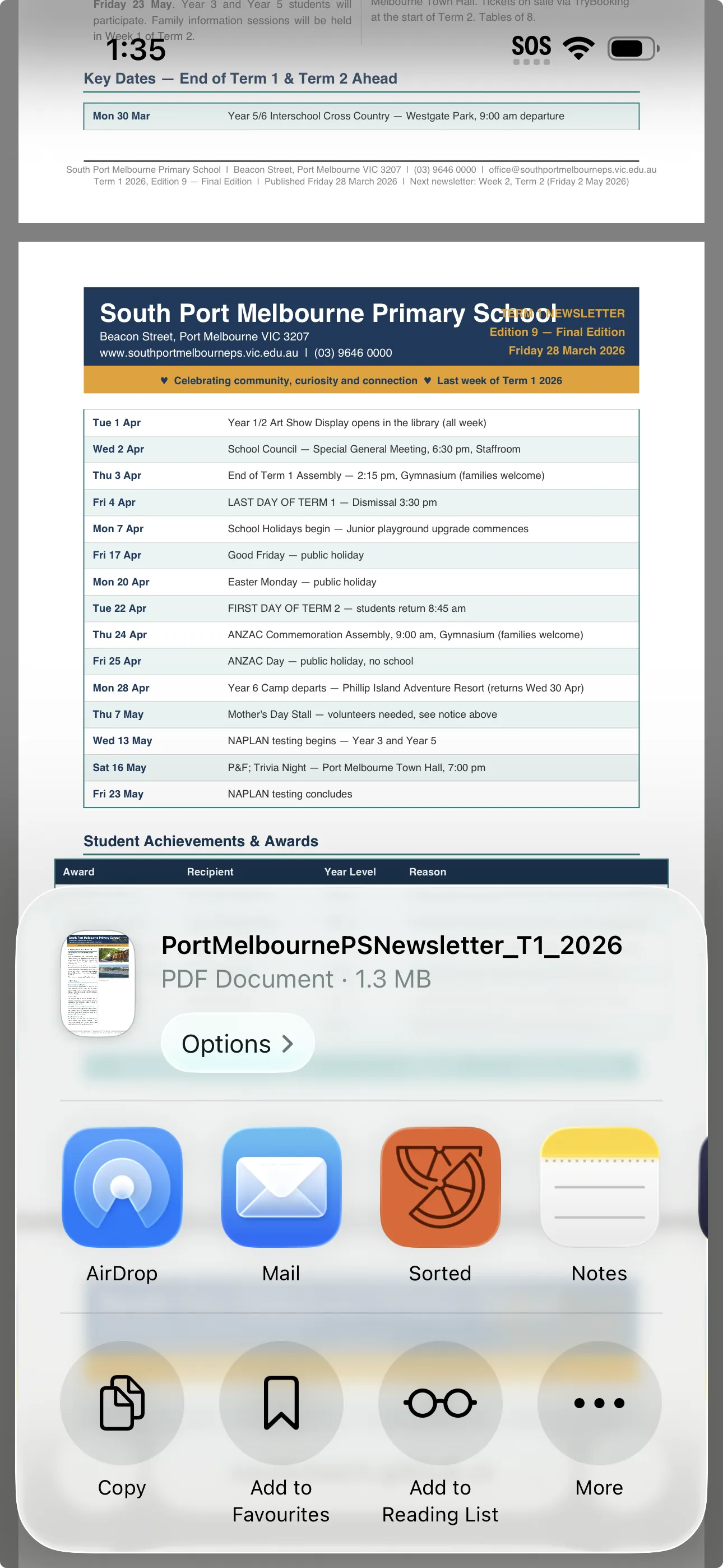 Sorted app – detail view