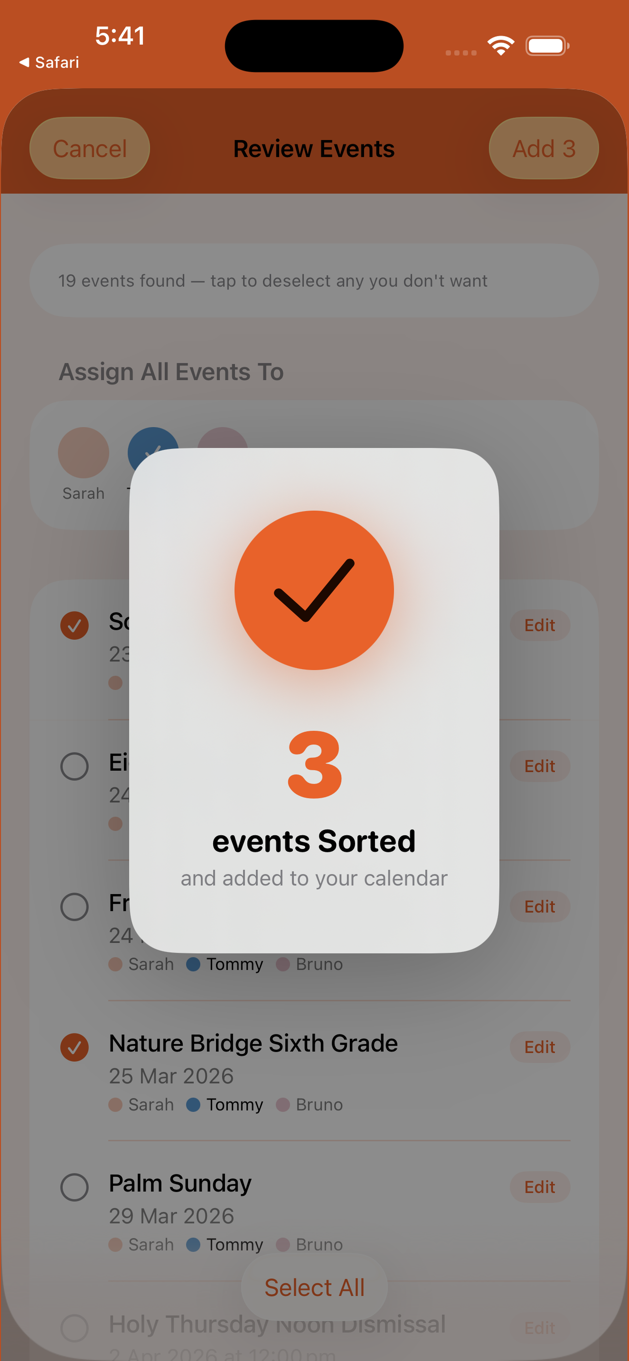 Sorted app – import view