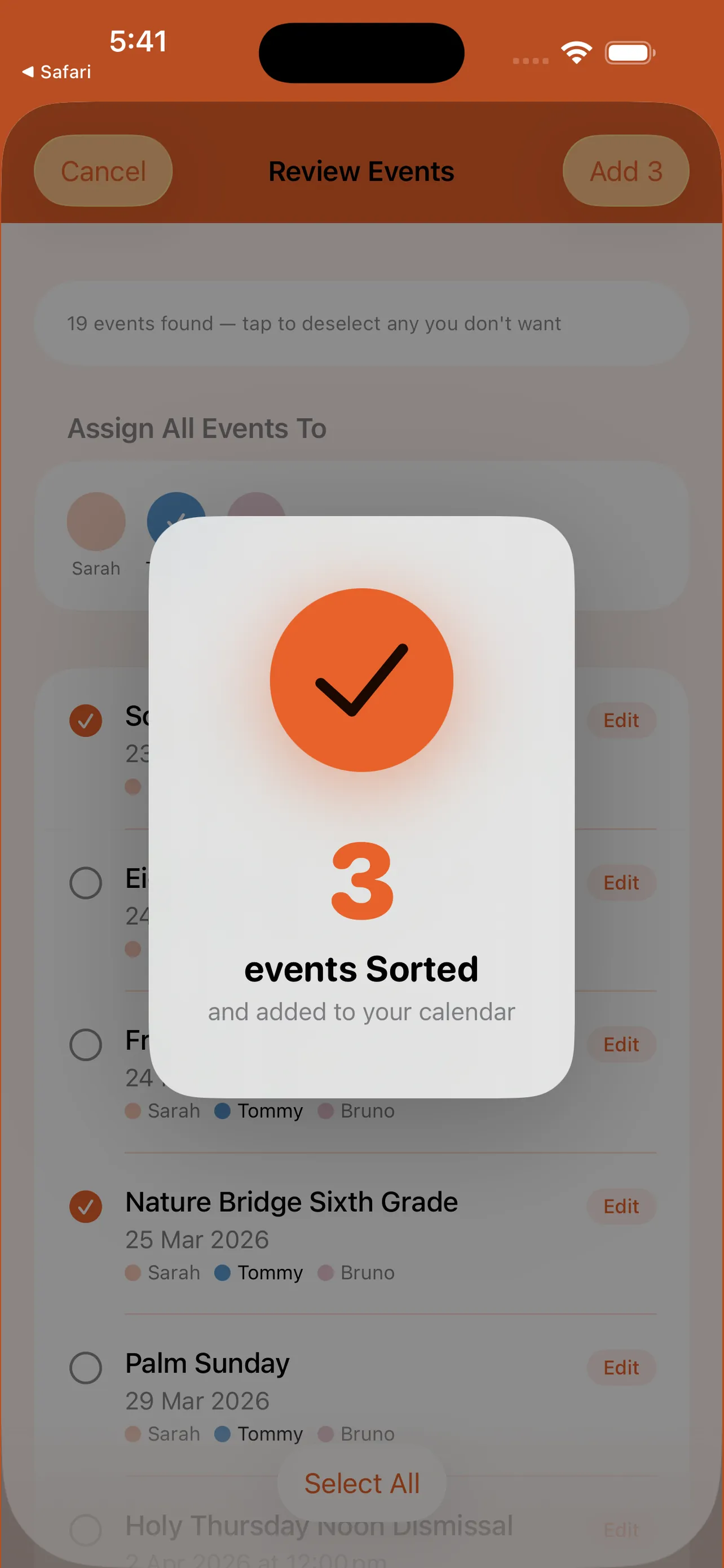 Sorted app – import view