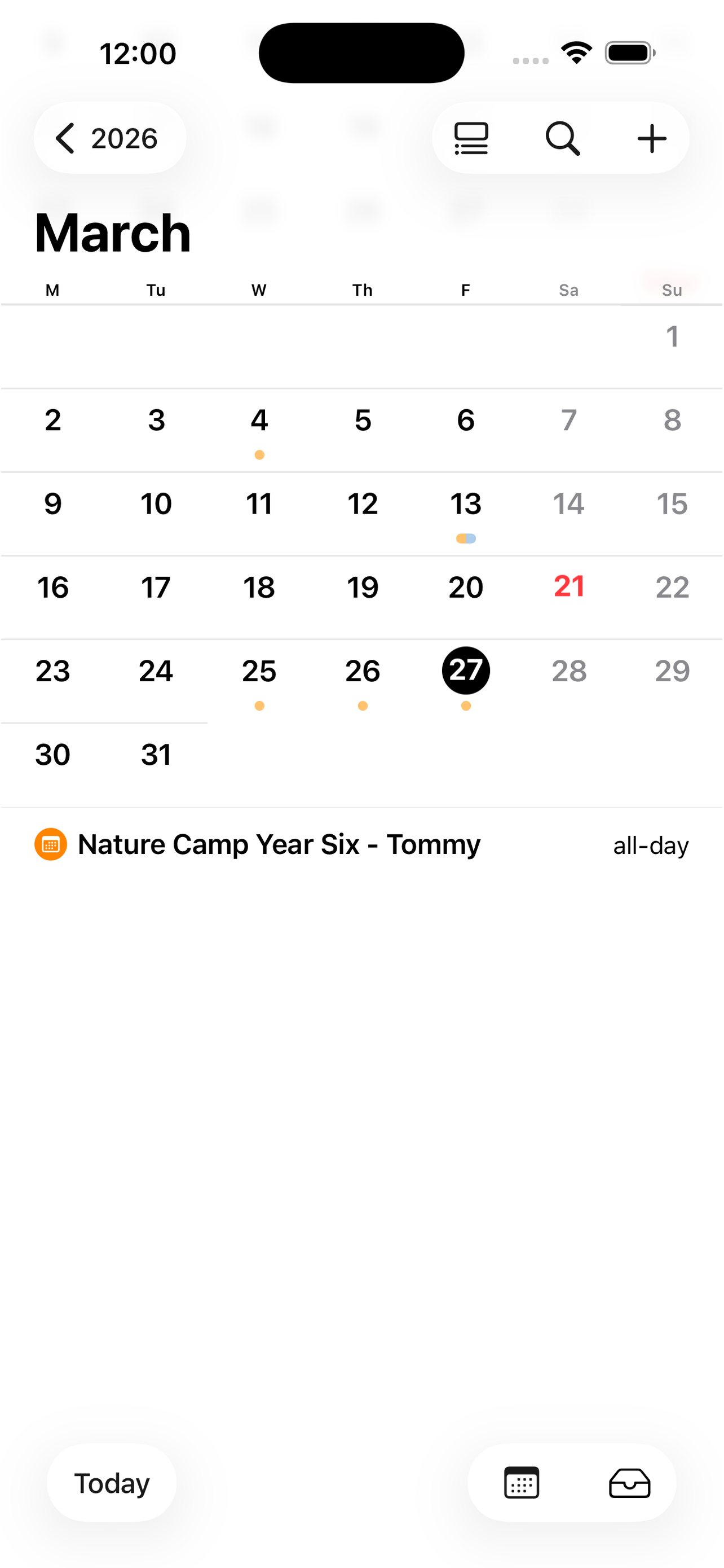Sorted app – calendar view