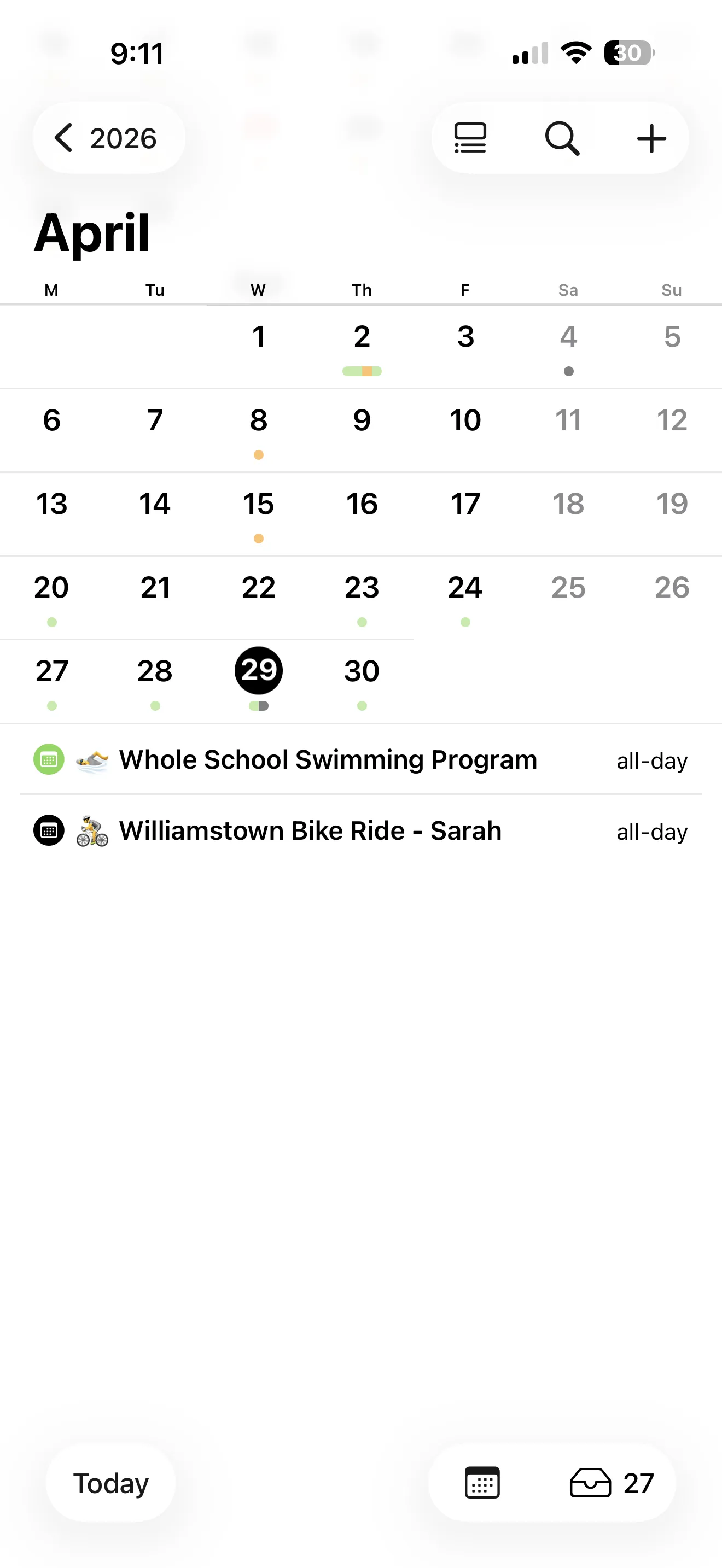 Sorted app – calendar view